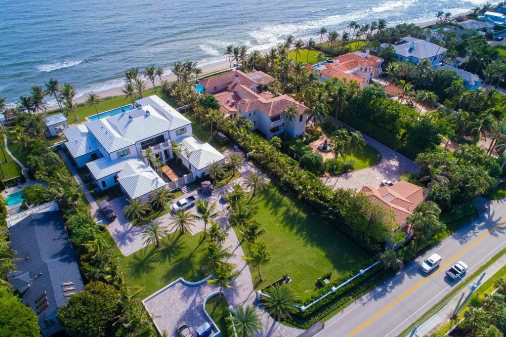 Aerial view of a Gulf Coast beachfront home
