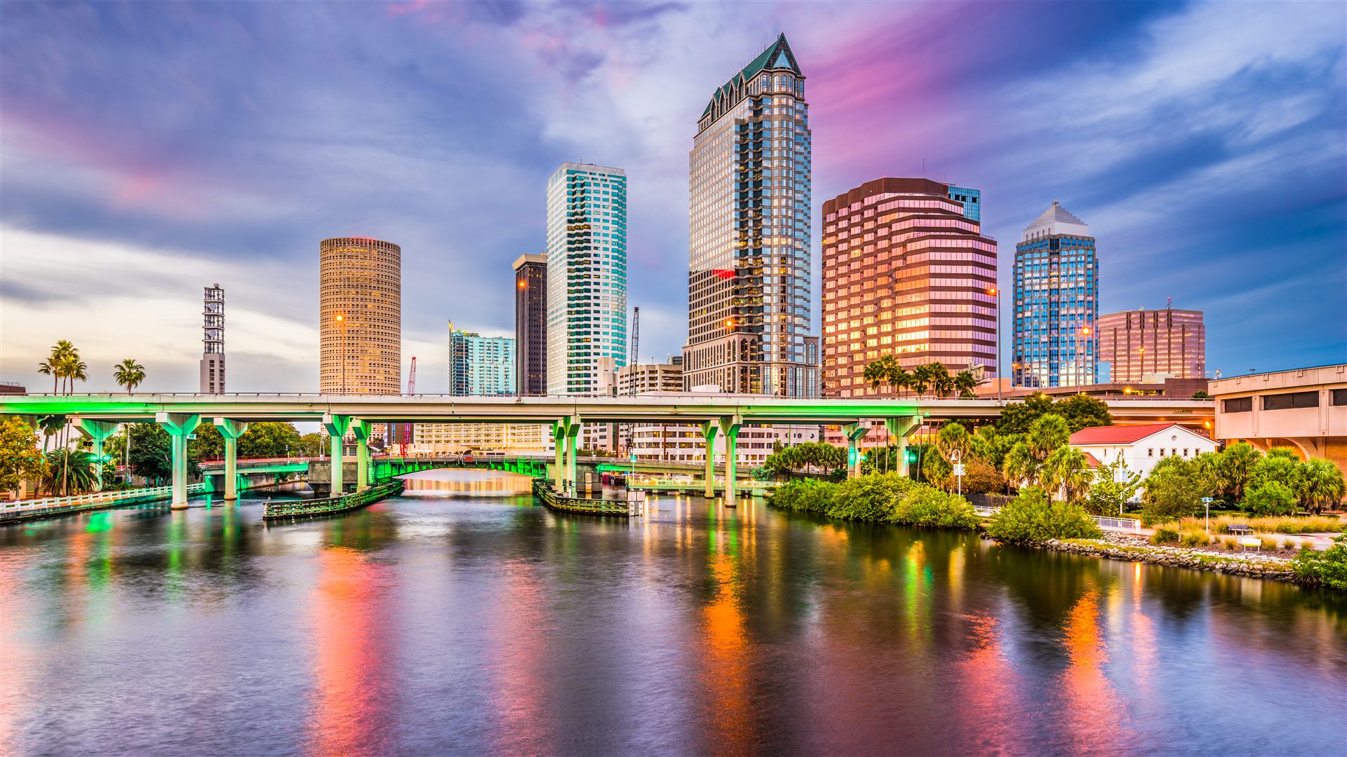 Downtown Tampa skyline at dusk